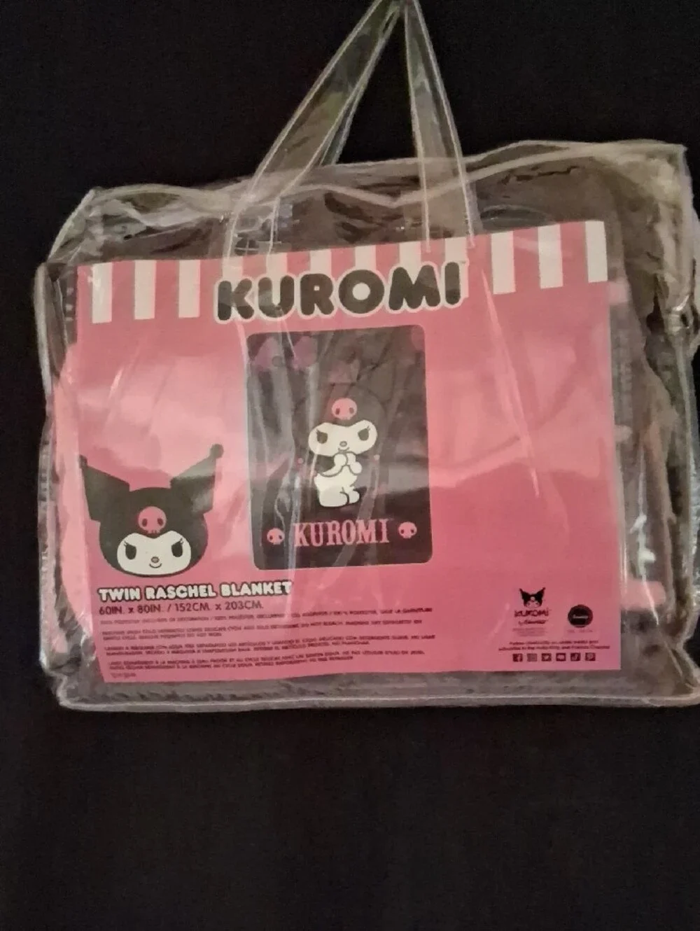 NWT Sanrio Kuromi Twin Raschel Blanket 60x80 Pink Black Northwest